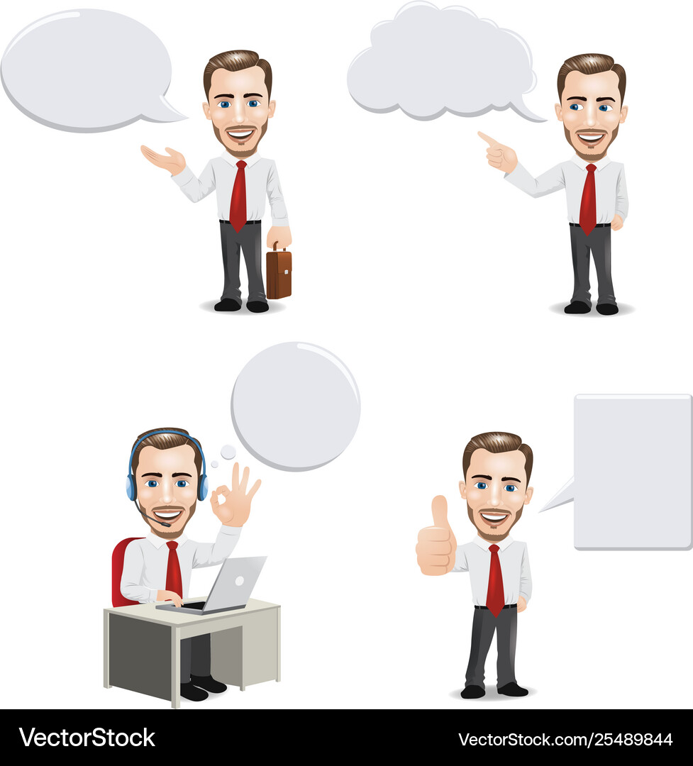 Businessman with empty speech bubbles Royalty Free Vector