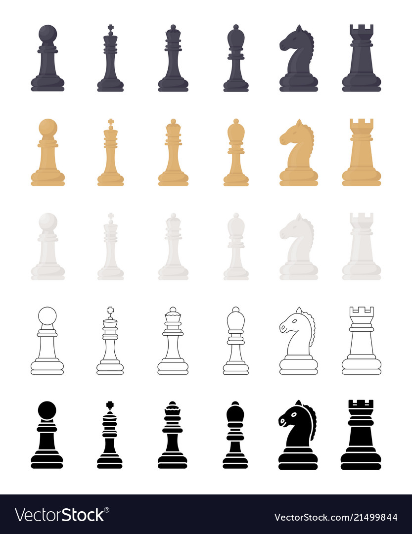 Chess game pieces icons set Royalty Free Vector Image