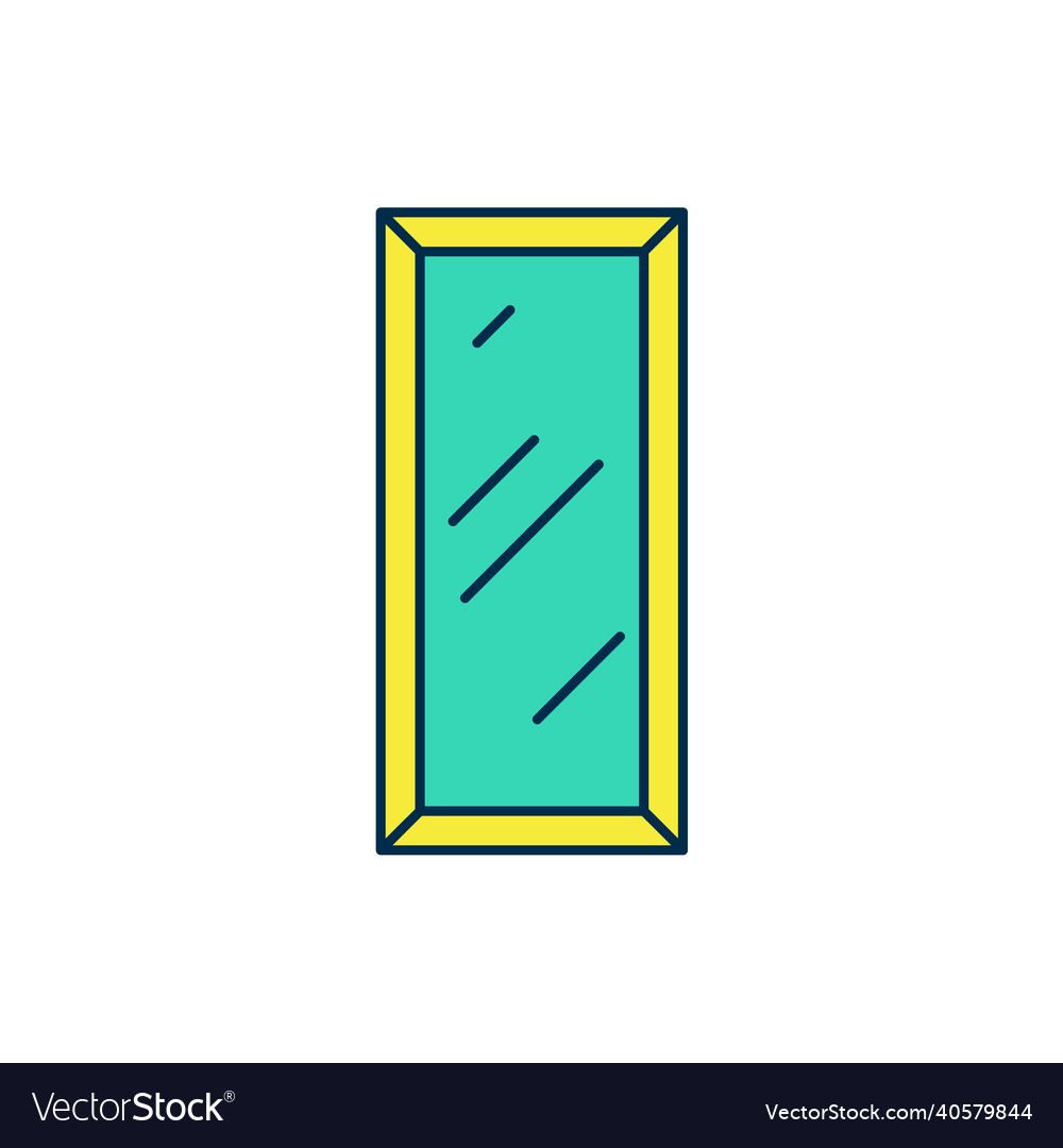 Filled outline big full length mirror for bedroom Vector Image