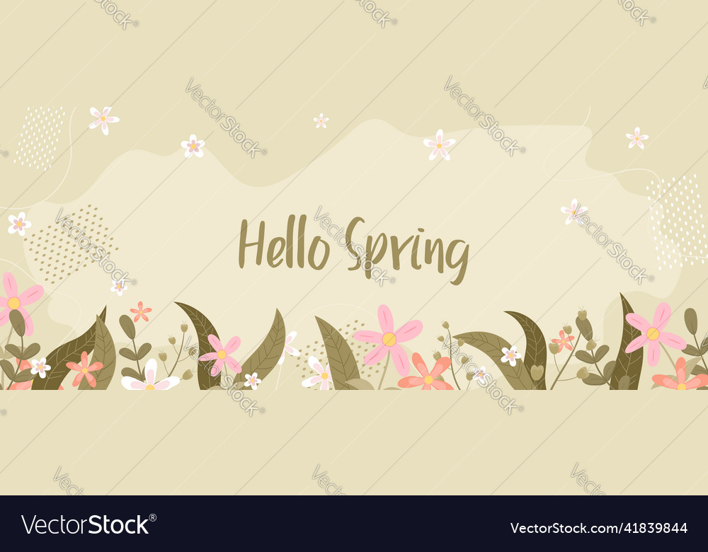 Hand drawn spring flower banner