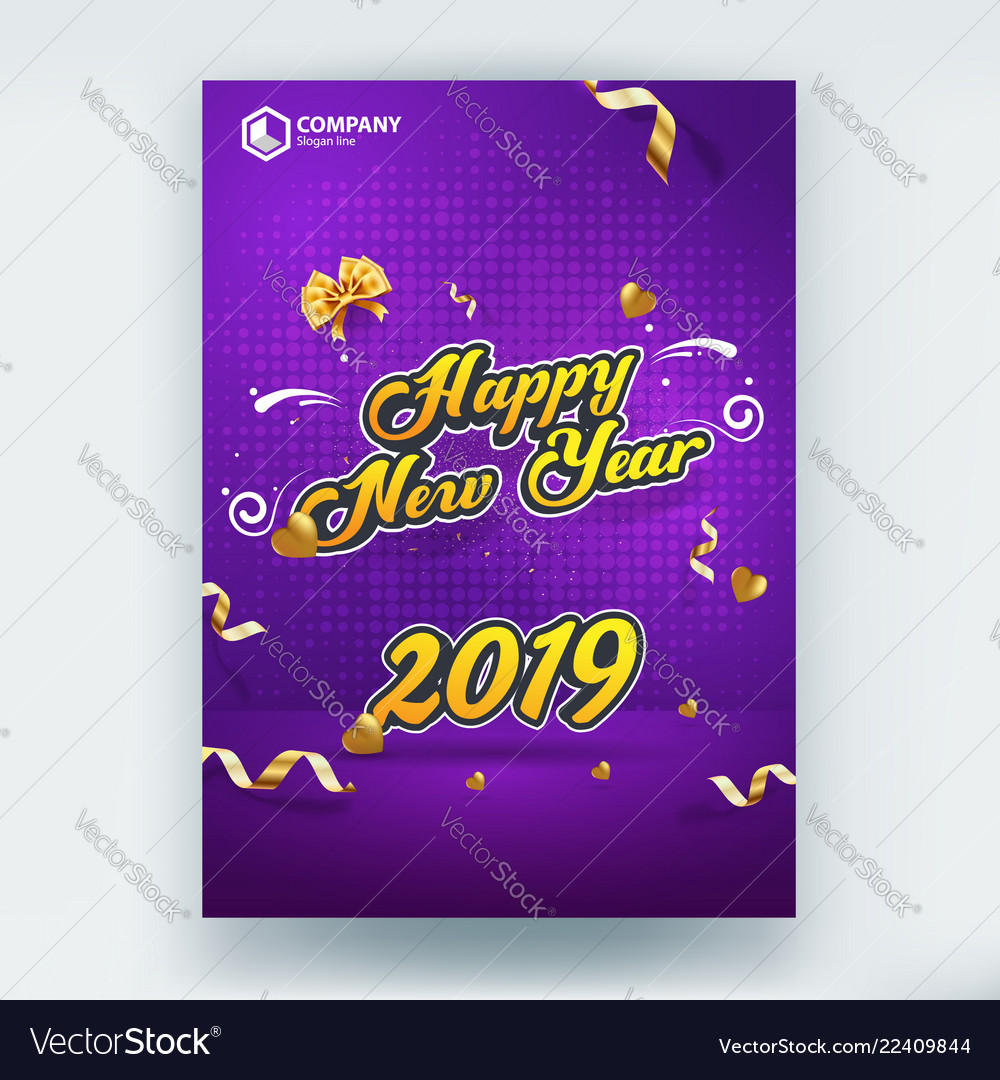 Happy new year 2019 sale flyer poster template vector image Happy new year 2019 sale flyer poster template