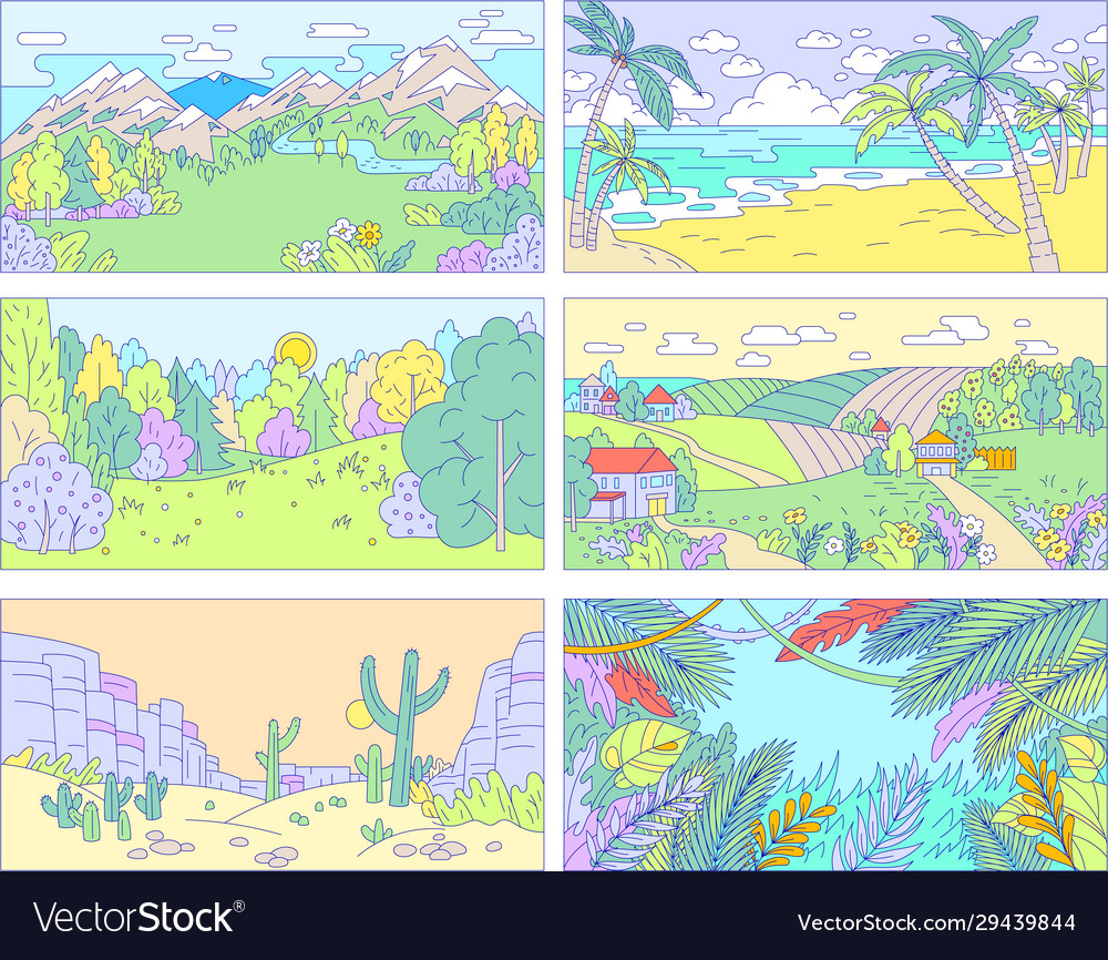 Landscape background outdoor nature in flat style