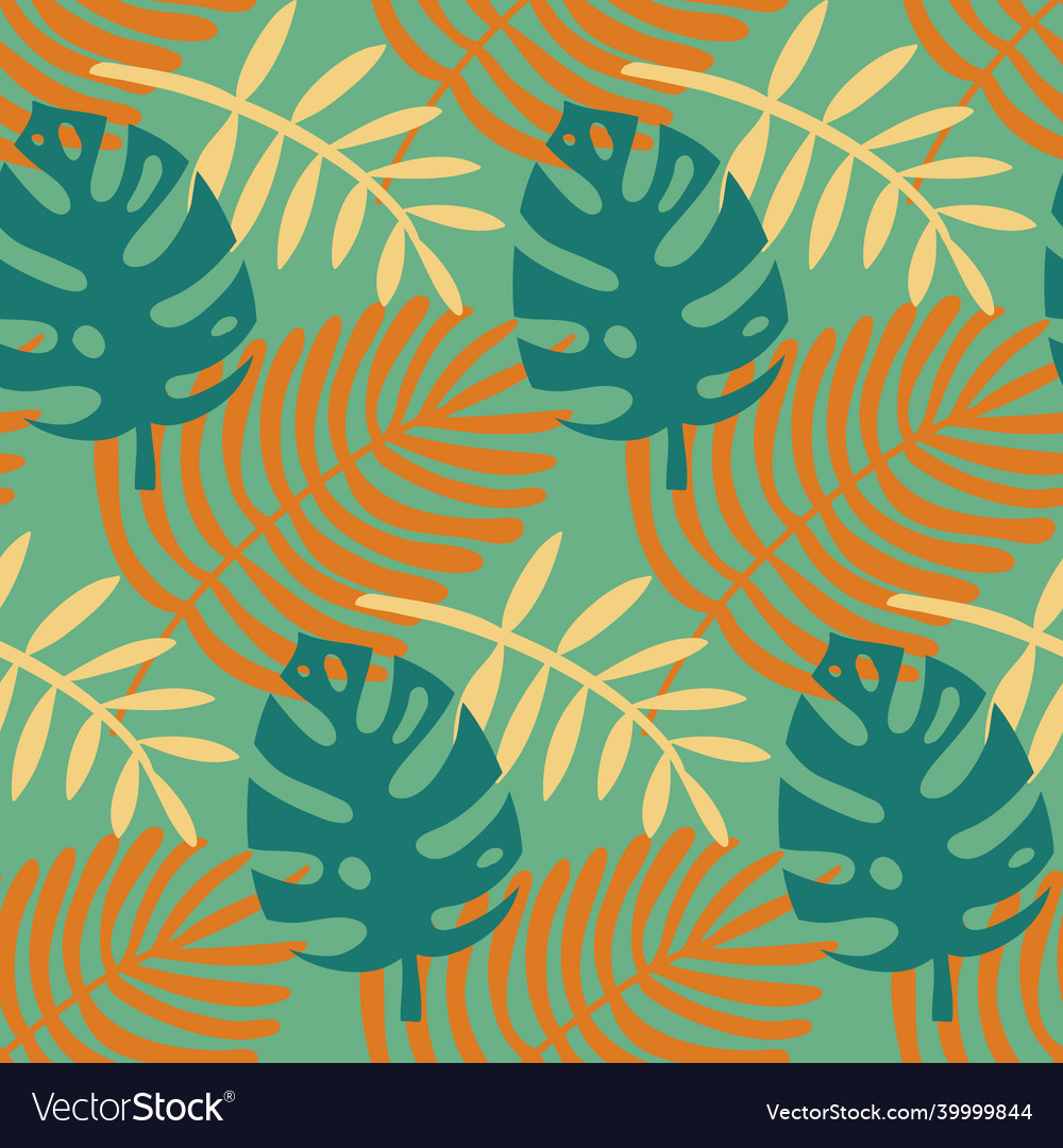 Monstera and palm seamless pattern