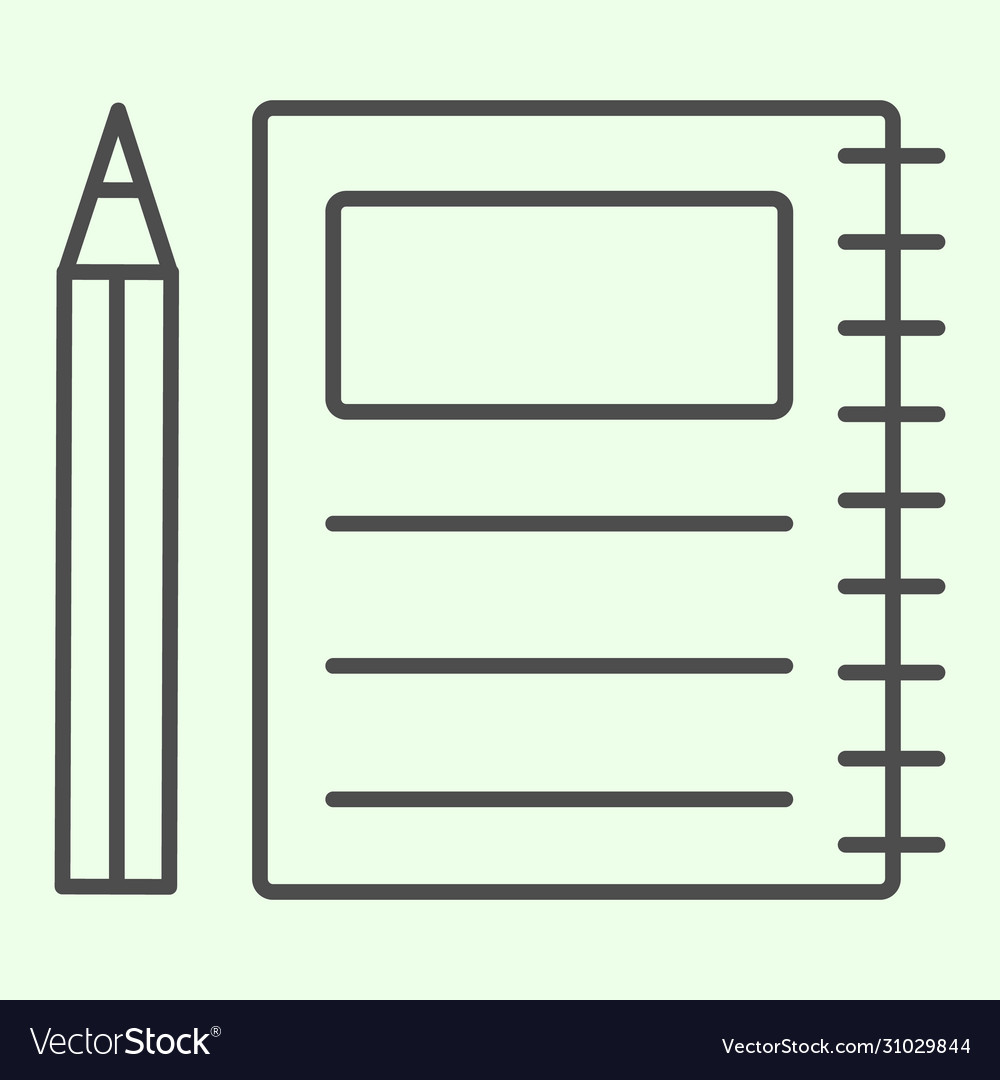Notebook thin line icon writing spiral notepad vector image Notebook thin line icon writing spiral notepad