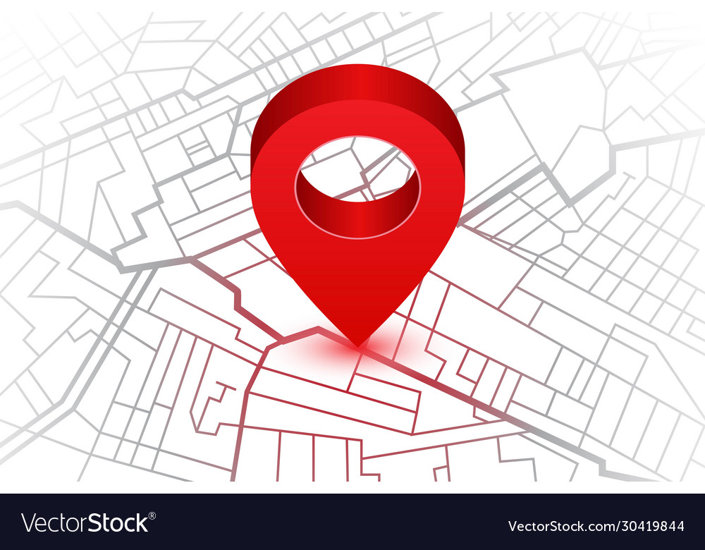 Pin in showing location on gps navigator map vector image Pin in showing location on gps navigator map