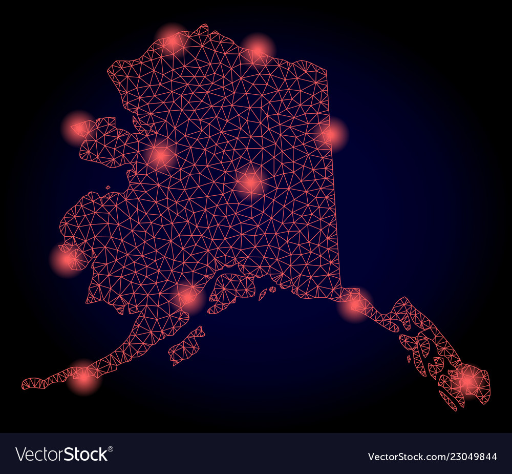 Polygonal network mesh map alaska state Vector Image Polygonal network mesh map alaska state