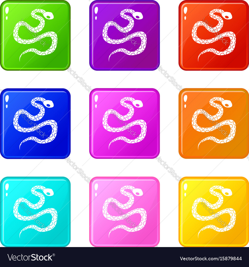 Python snake icons 9 set Royalty Free Vector Image