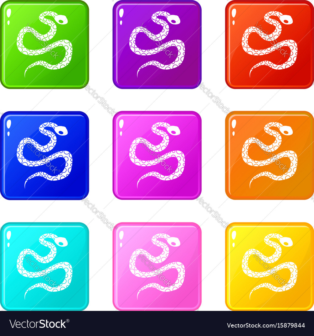 Python snake icons 9 set