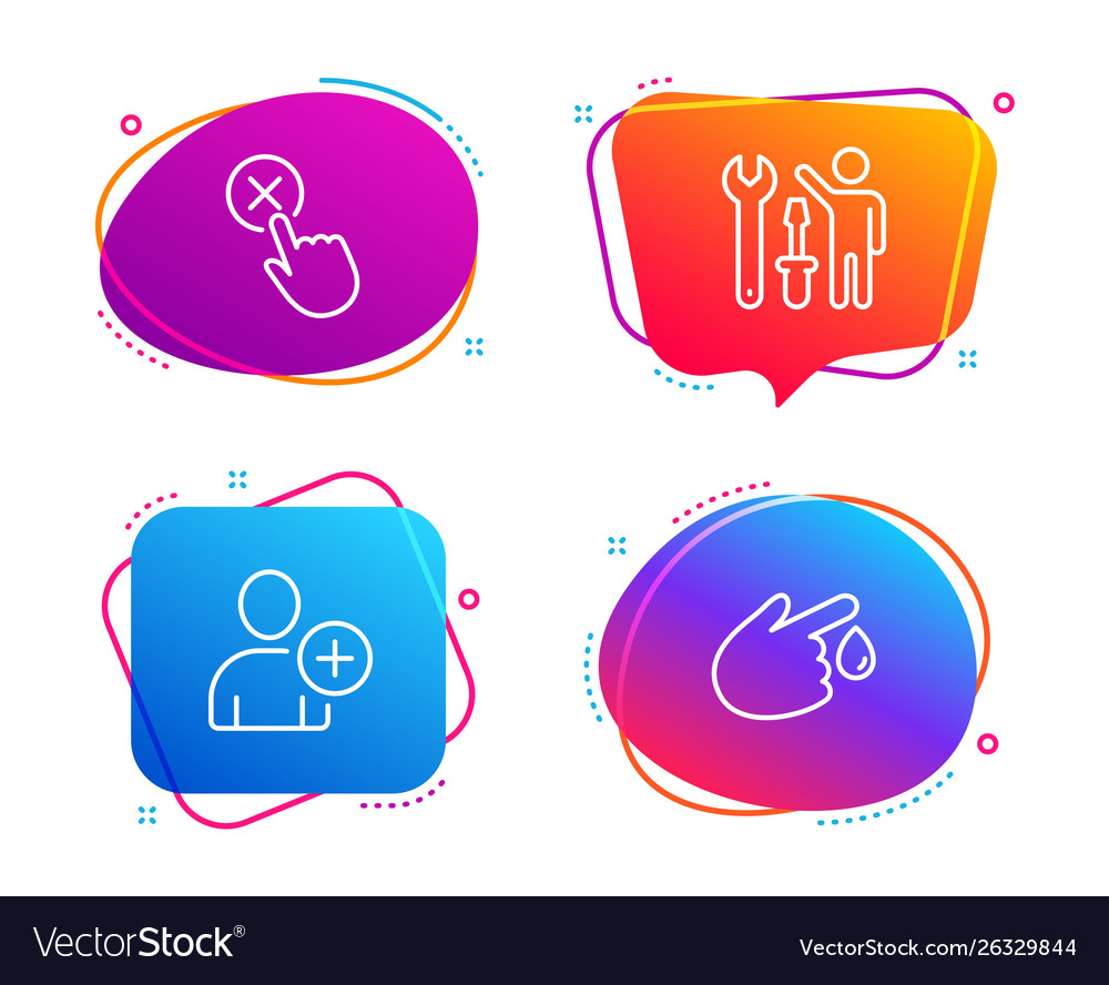 Repairman add user and reject click icons set Vector Image Repairman add user and reject click icons set