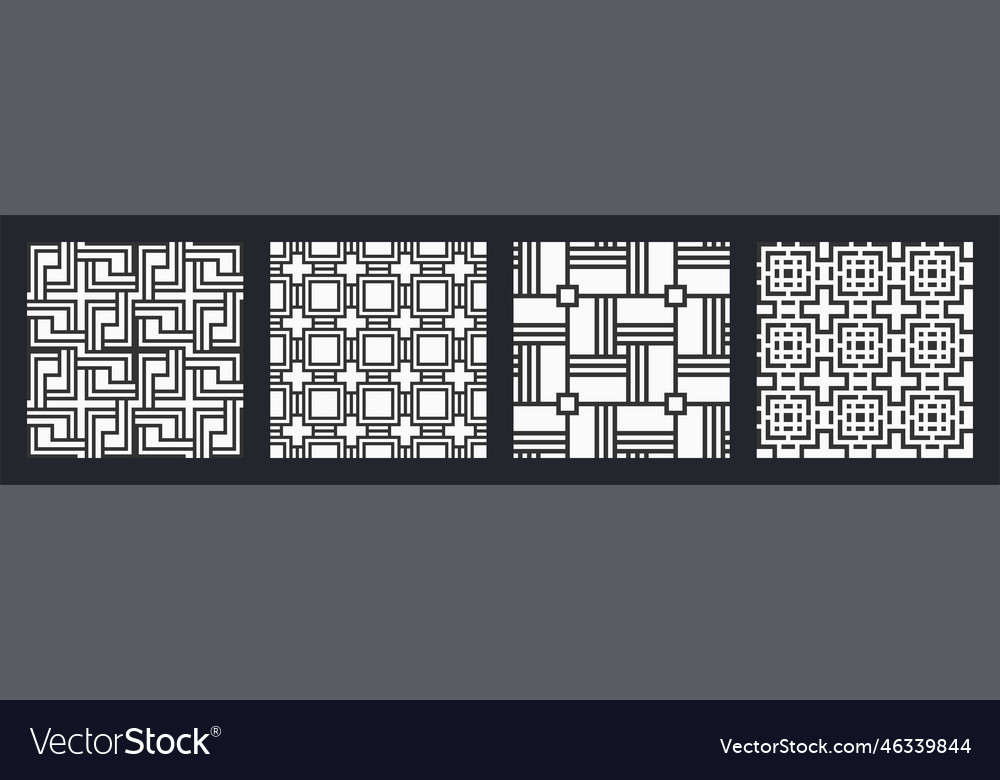 Set of four seamless patterns black square tiles vector image Set of four seamless patterns black square tiles