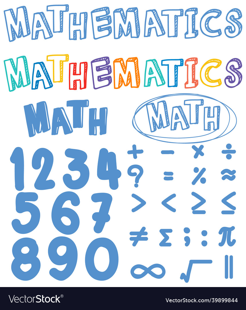 Set of math number and symbol