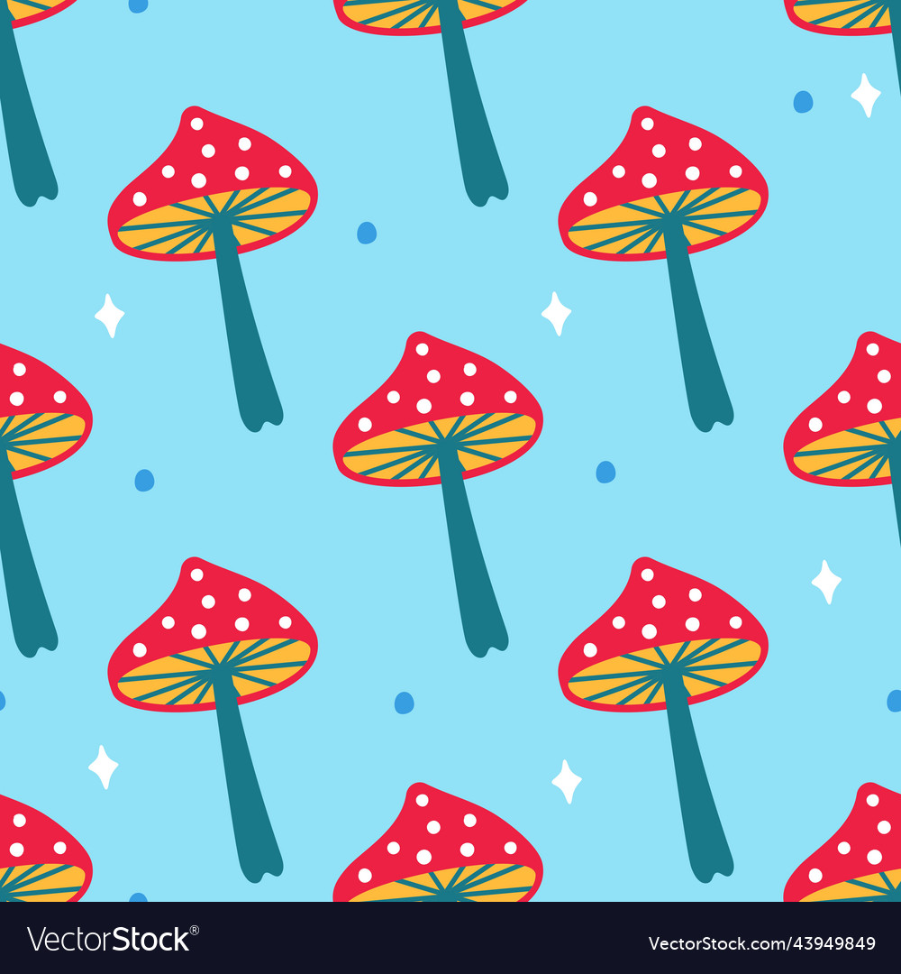 A pattern of mushrooms in the retro style Vector Image