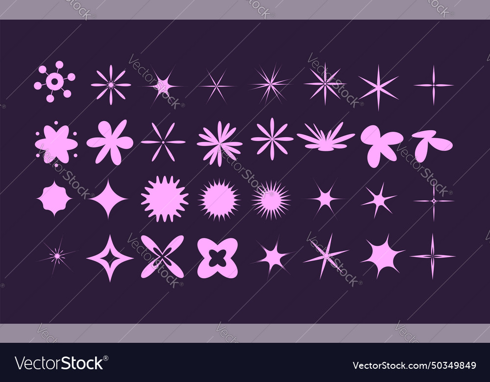 Abstract elements retro set collection of y2k