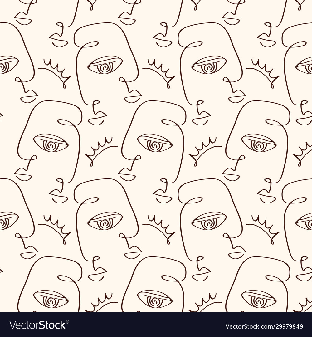 Abstract primitive faces seamless pattern texture