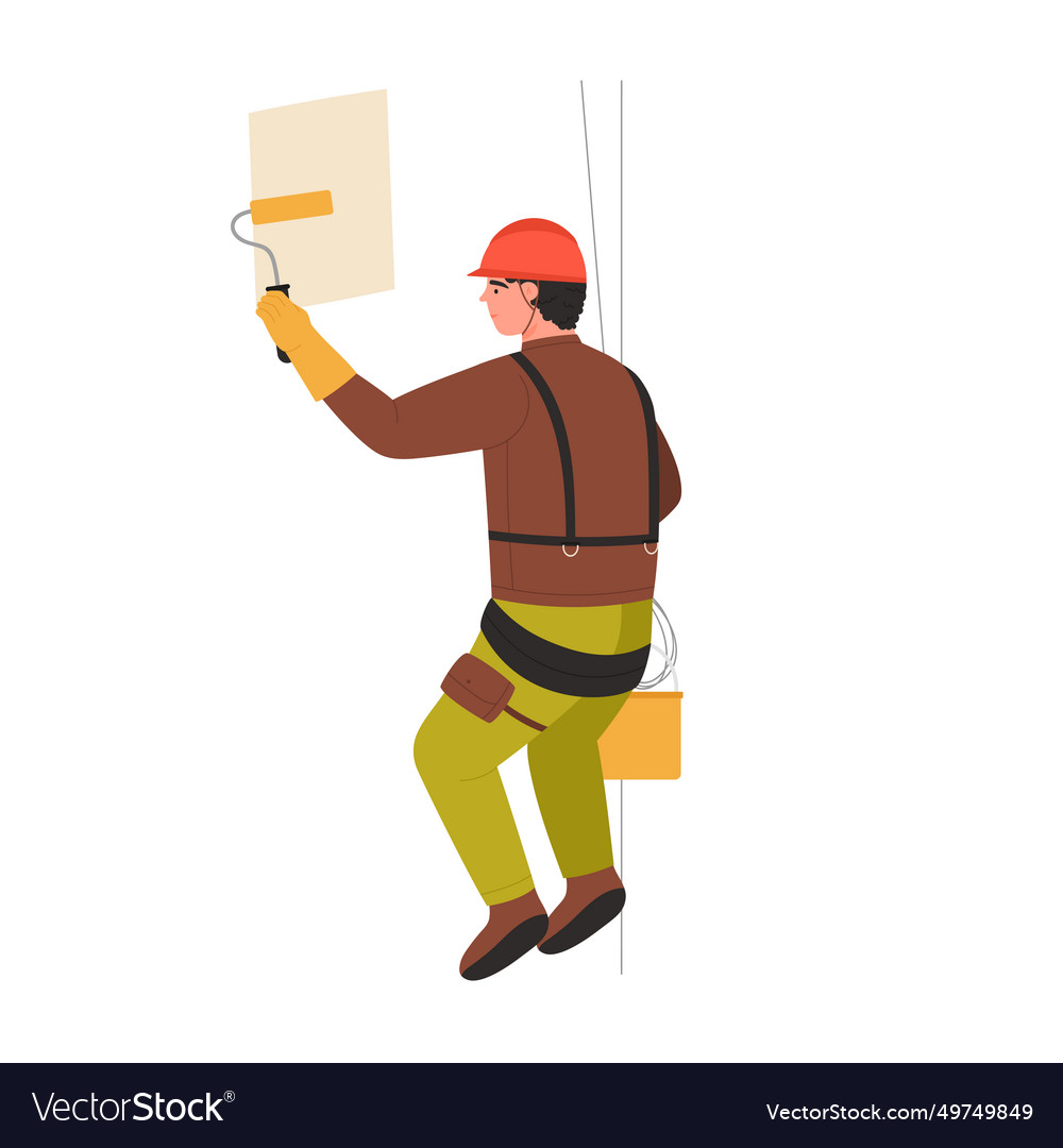 Building painter working at height Vector Image Building painter working at height