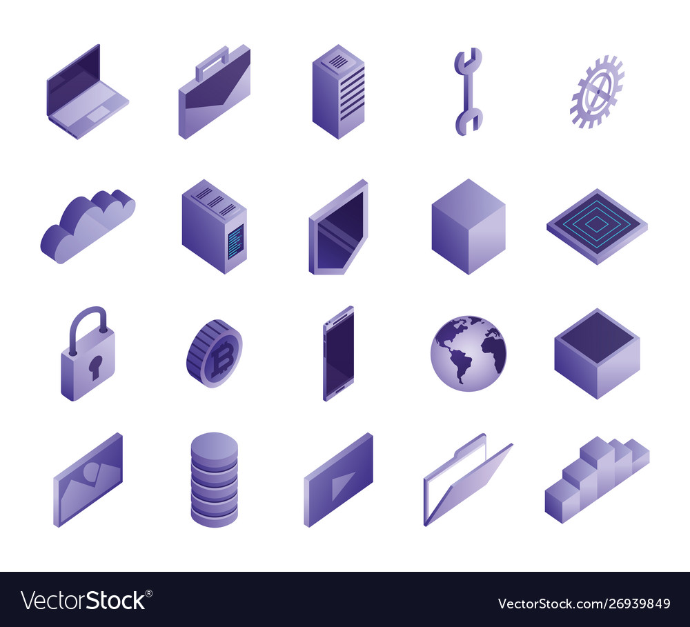 Bundle data center icons Vector Image Bundle data center icons