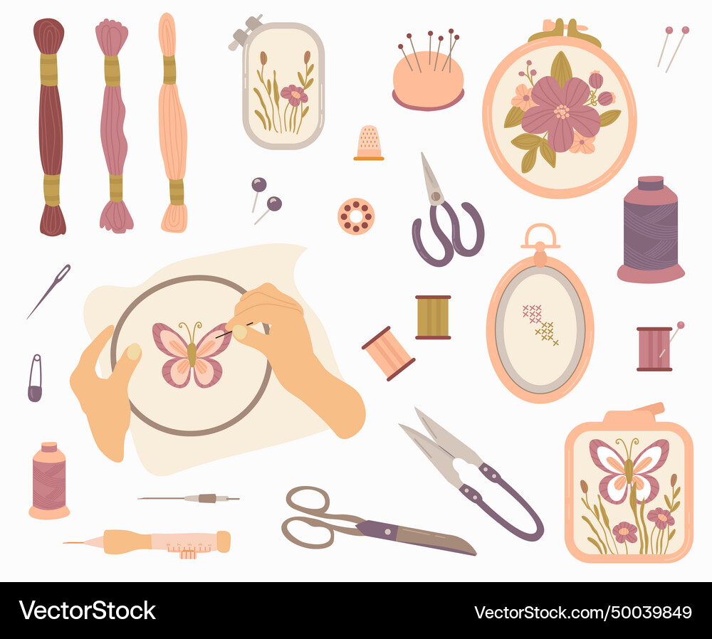 Embroidery kit Royalty Free Vector Image - VectorStock