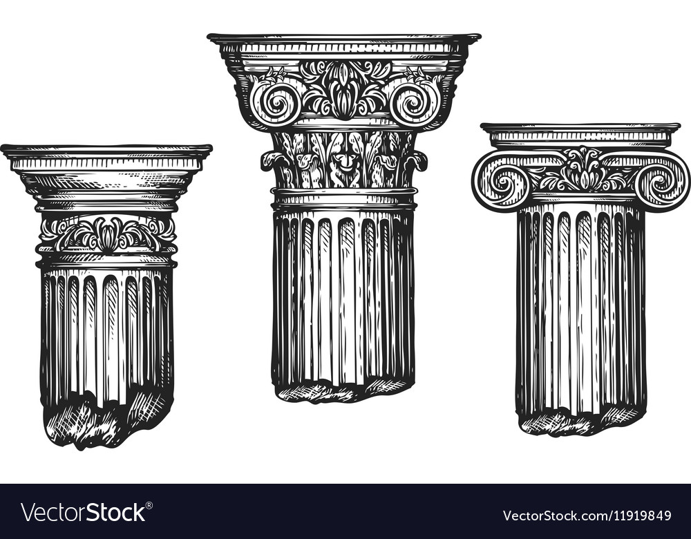 Hand drawn set architectural classical orders