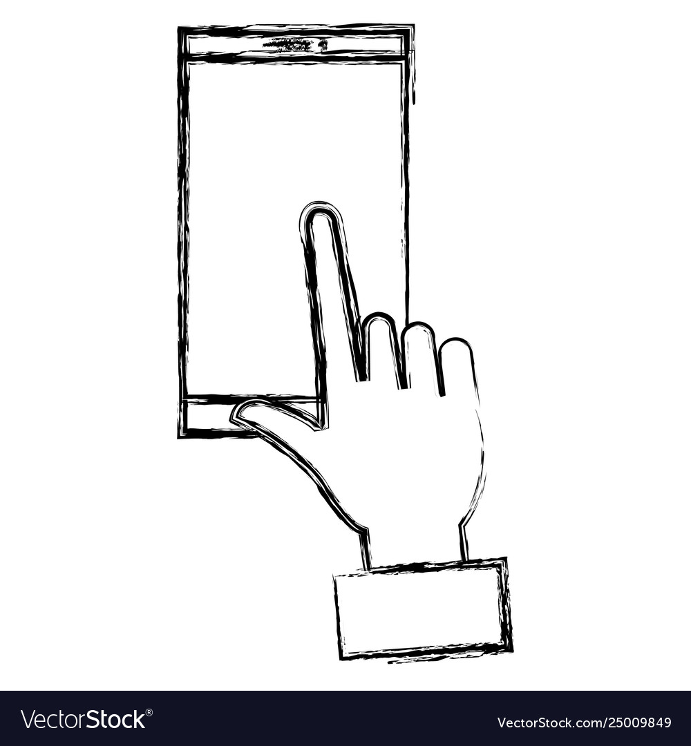Hand with smartphone device isolated icon Vector Image Hand with smartphone device isolated icon
