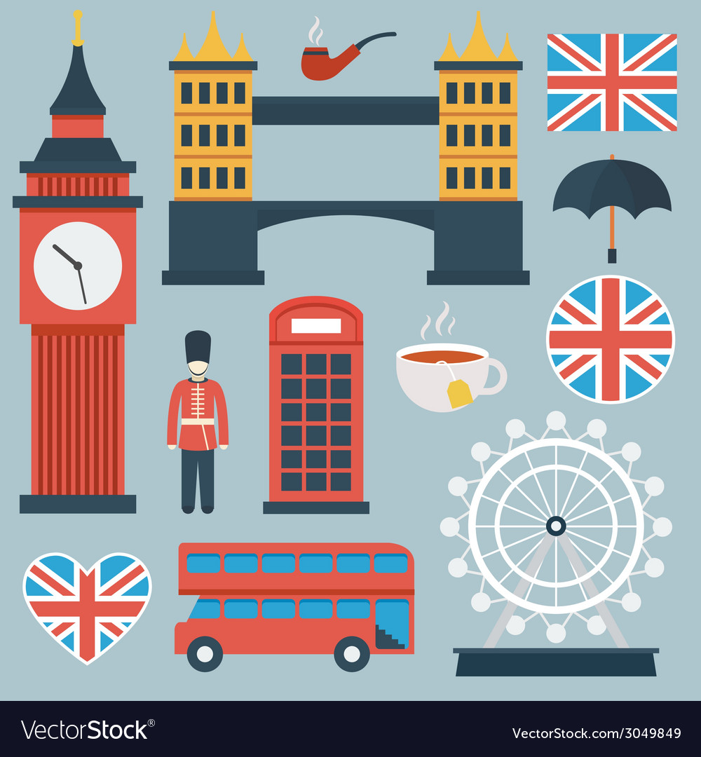 London flat icon set Royalty Free Vector Image