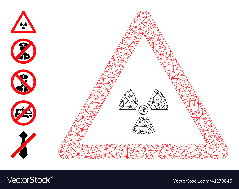 Mesh wireframe radioactivity warning icon vector image Mesh wireframe radioactivity warning icon