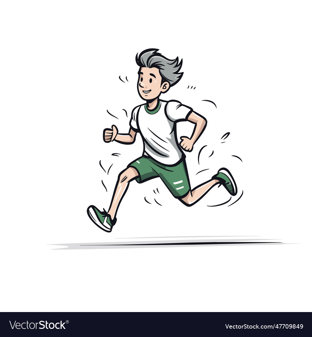 Runner hand-drawn doodle style cartoon Royalty Free Vector