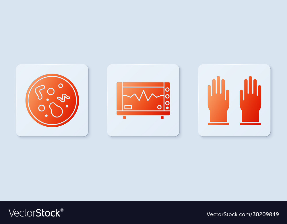 Set computer monitor with cardiogram bacteria Vector Image Set computer monitor with cardiogram bacteria