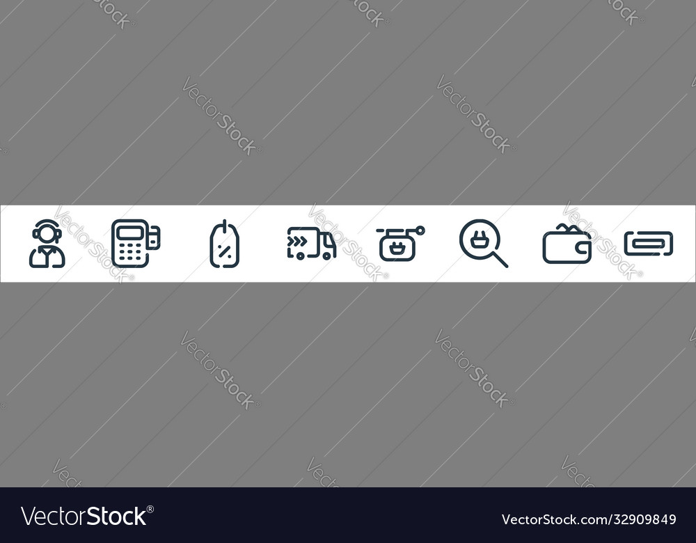 Shopping line icons linear set quality vector image Shopping line icons linear set quality