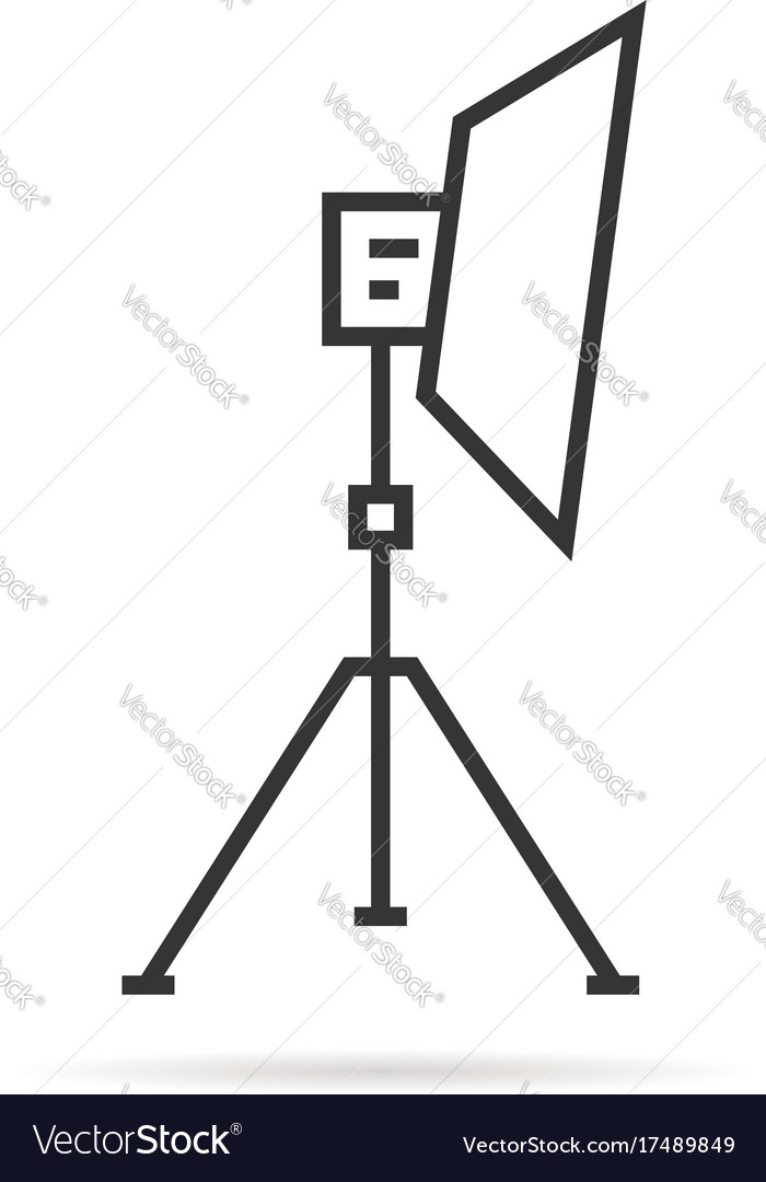 Thin line soft box on tripod icon