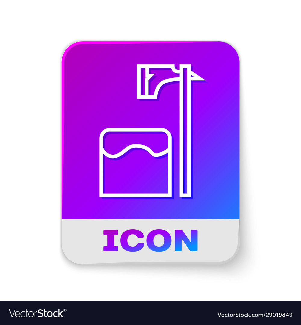 White line executioner axe in tree block icon vector image White line executioner axe in tree block icon