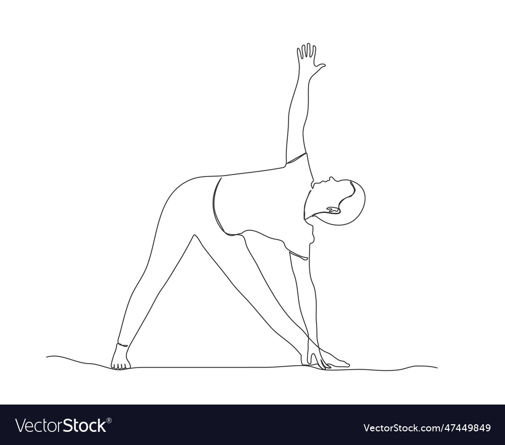 Young girl workouts continuous line drawing Vector Image