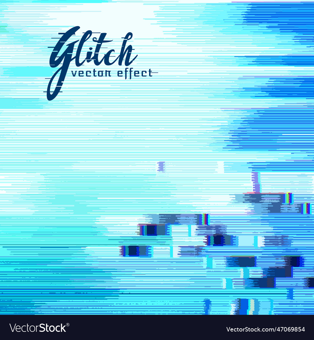 Blue glitch error background with distorted