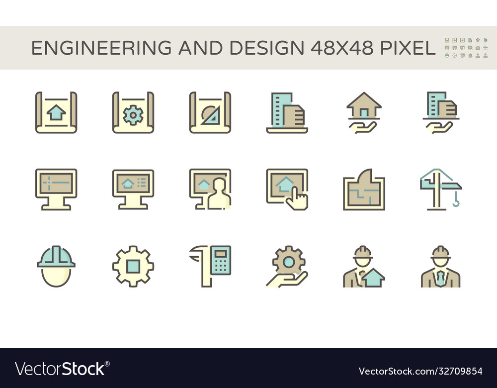 Engineering and architecture icon set design vector image Engineering and architecture icon set design
