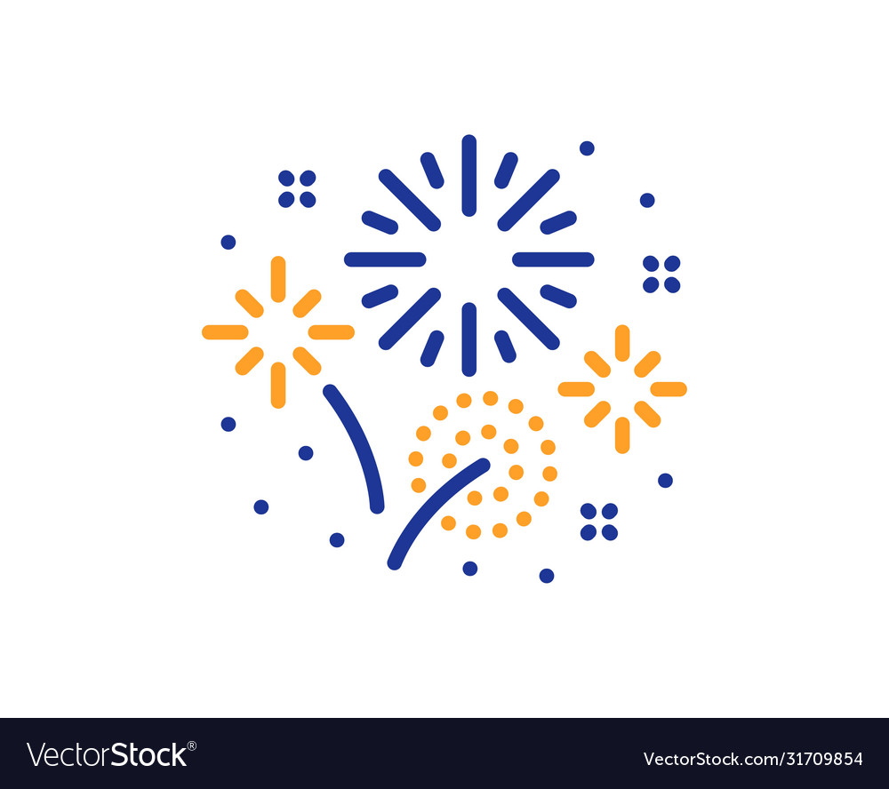 Fireworks line icon pyrotechnic salute sign vector image Fireworks line icon pyrotechnic salute sign