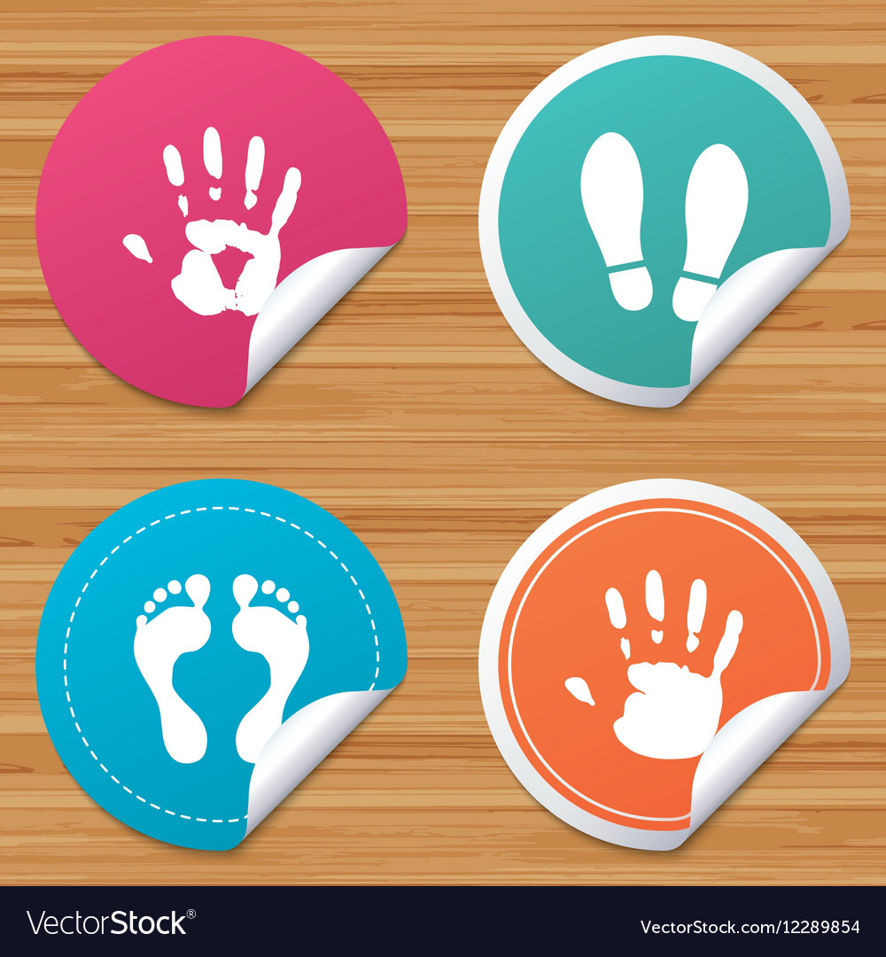 Hand and foot print icons imprint shoes symbol
