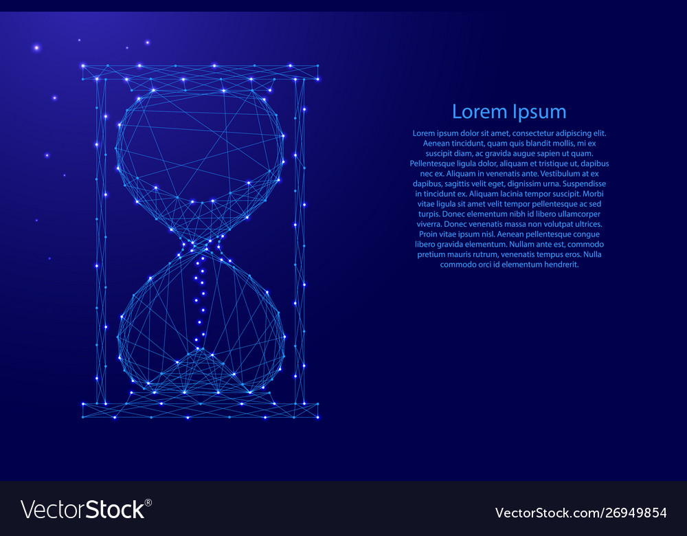 Hourglass falling sand from futuristic polygonal vector image Hourglass falling sand from futuristic polygonal