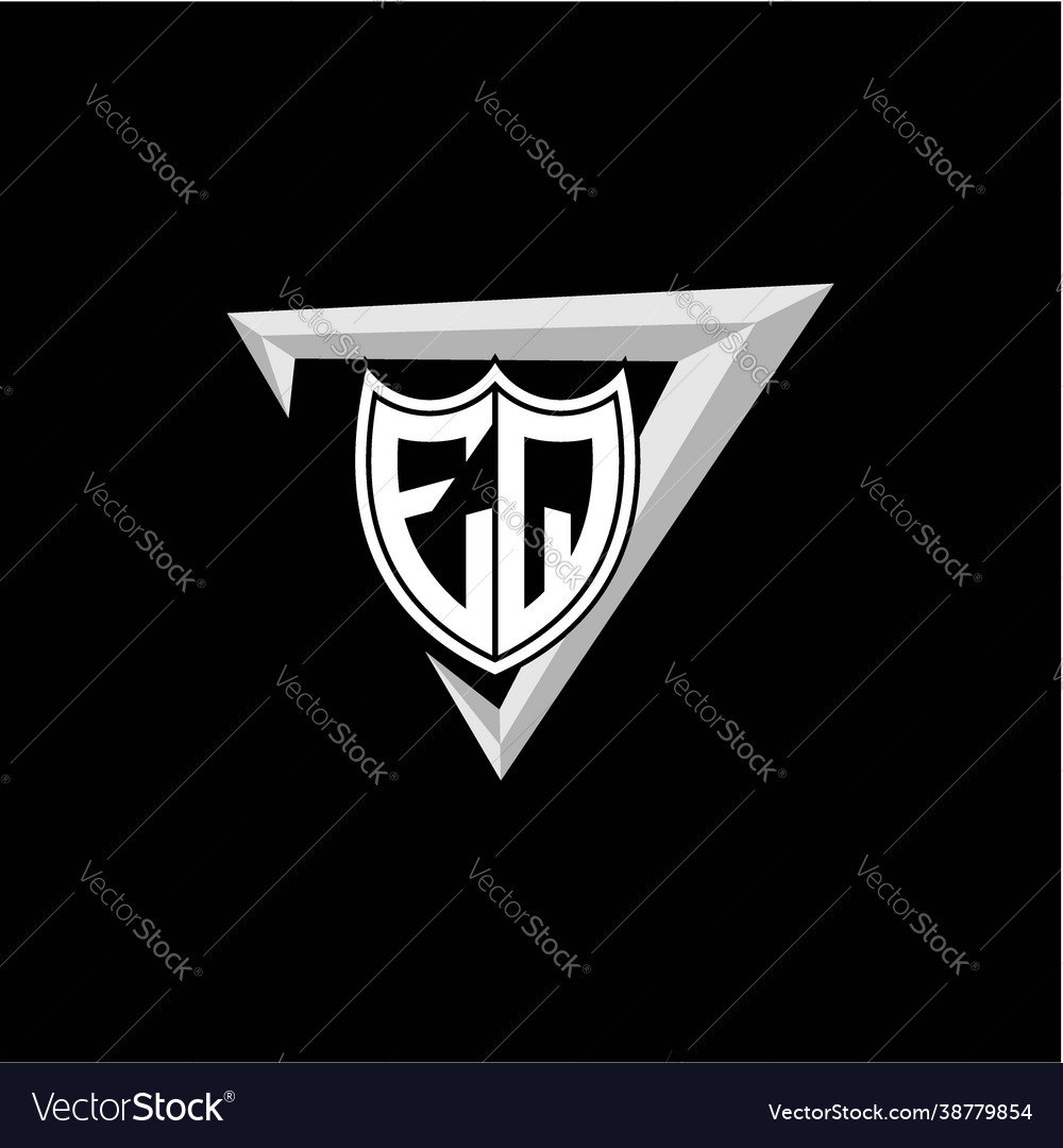 Initial letter e q shield shape with triangular