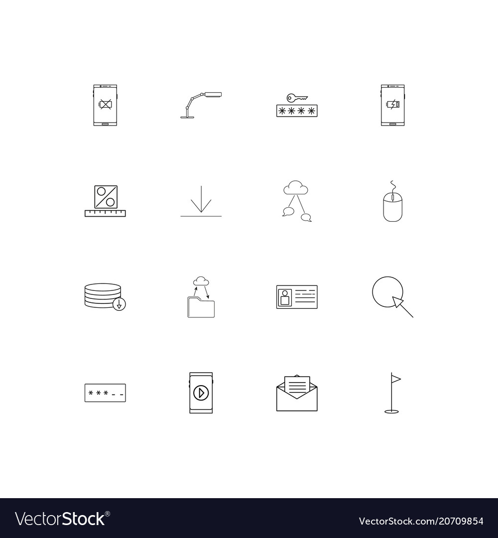 Internet technologies simple linear icons set