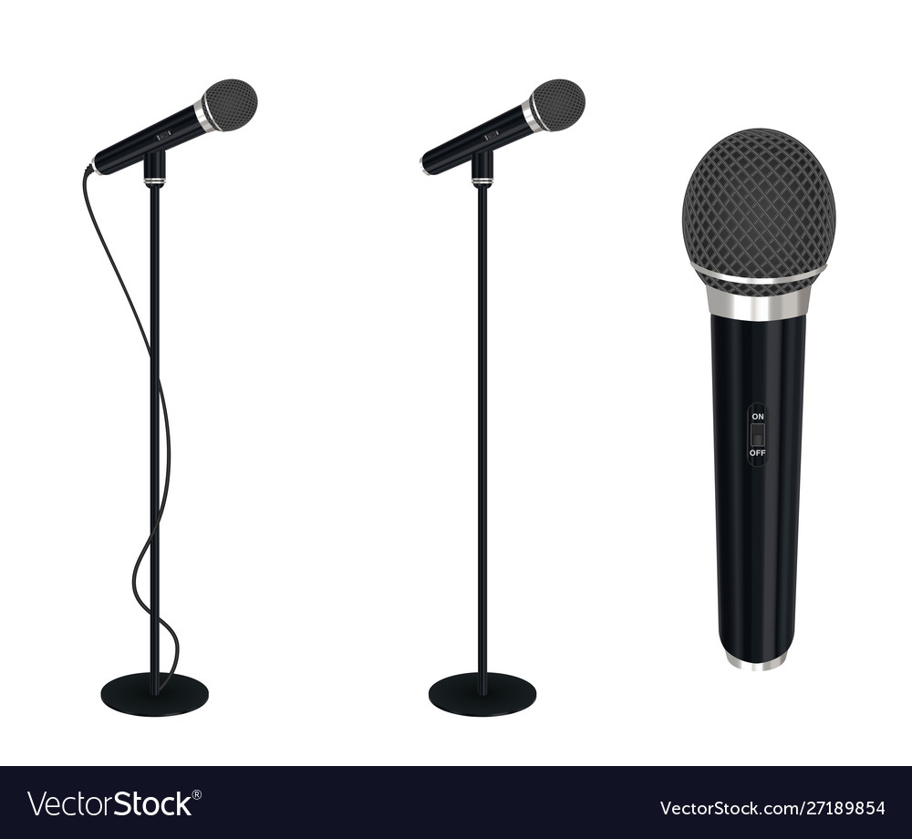 Microphone with stand on white background vector image Microphone with stand on white background