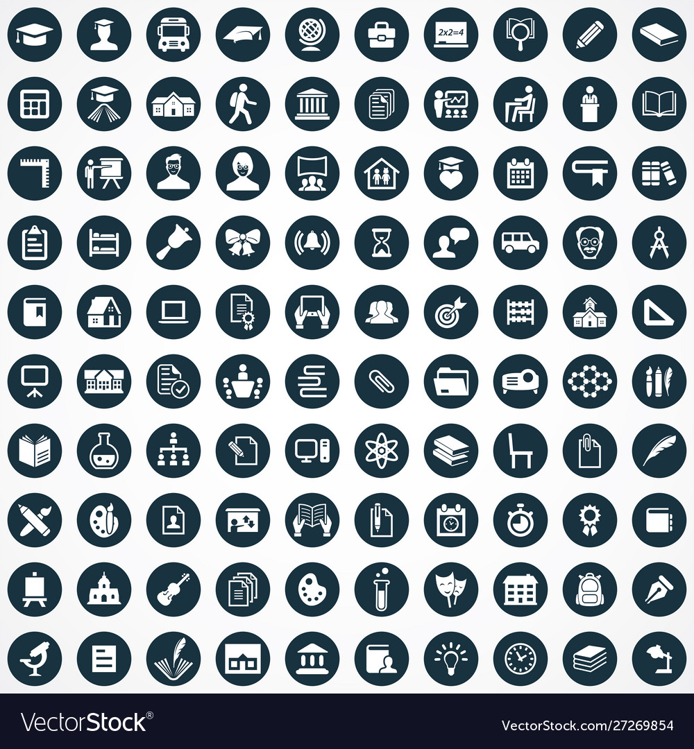 School 100 icons universal set for web and ui