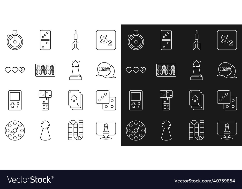 Set line chess game dice uno card dart vector image Set line chess game dice uno card dart