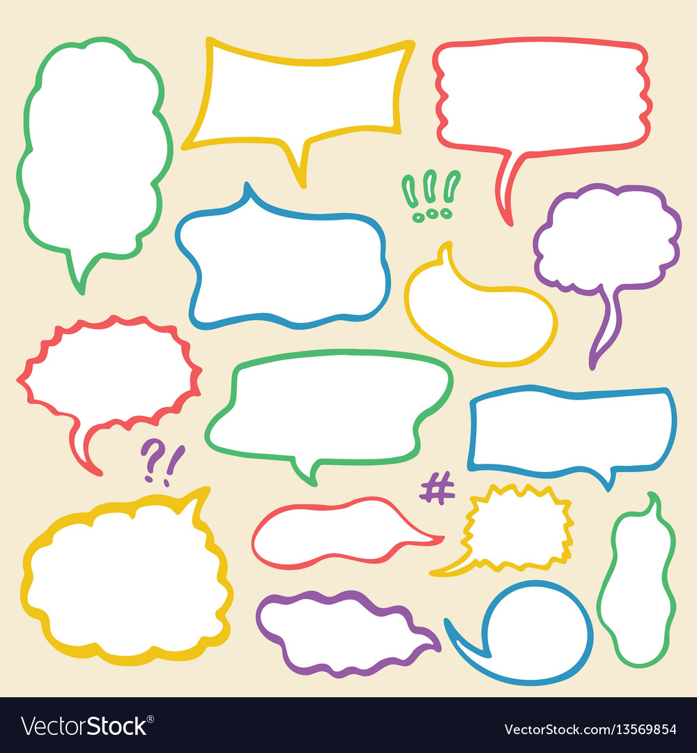 Set of sketched speech bubbles vector image Set of sketched speech bubbles