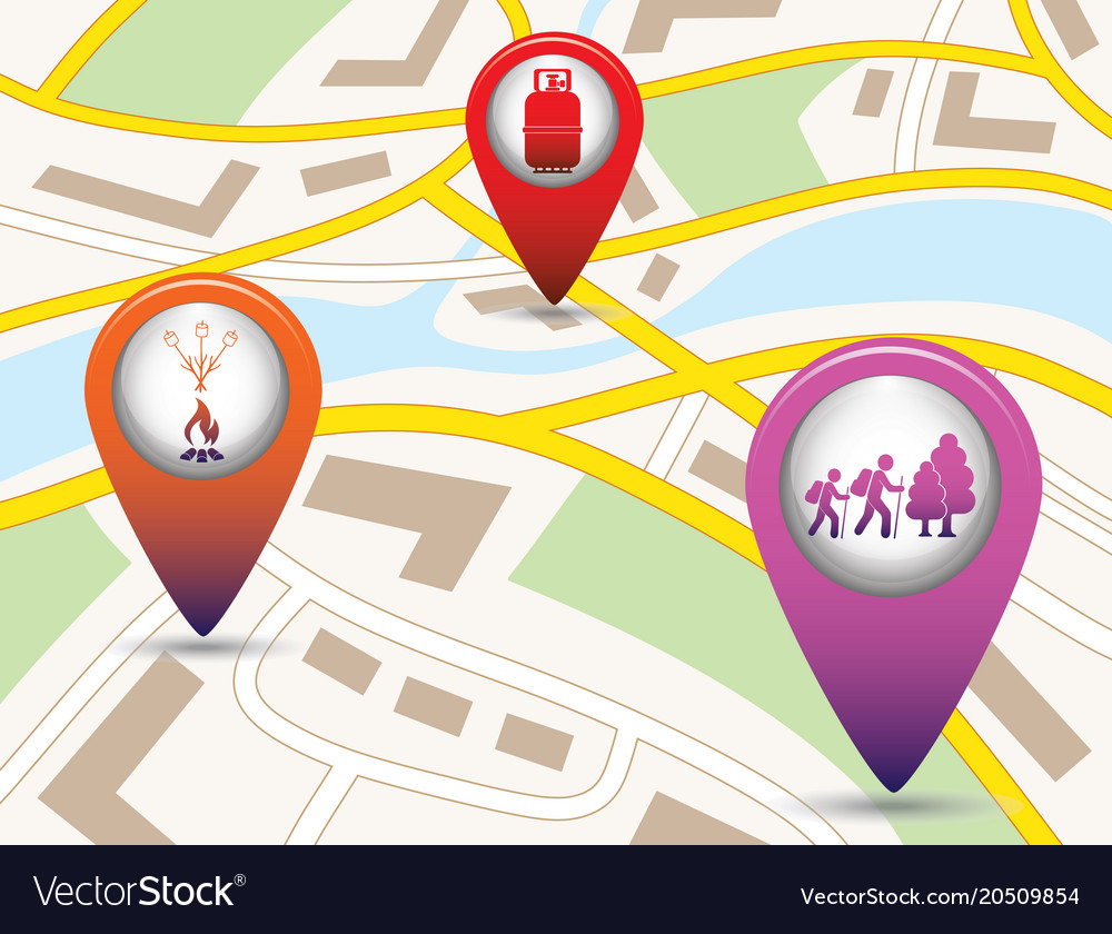 Set of tourism service map pointers