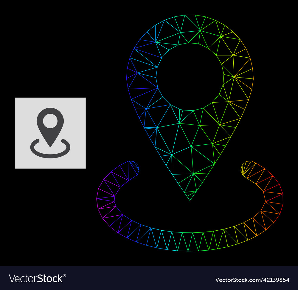 Spectral gradient polygonal net location icon vector image Spectral gradient polygonal net location icon