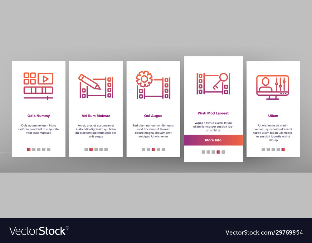 Video file editing onboarding icons set