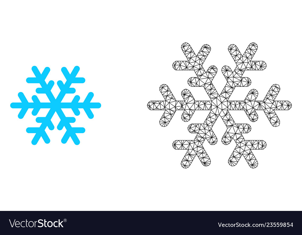 Wire frame mesh snowflake and flat icon Vector Image Wire frame mesh snowflake and flat icon