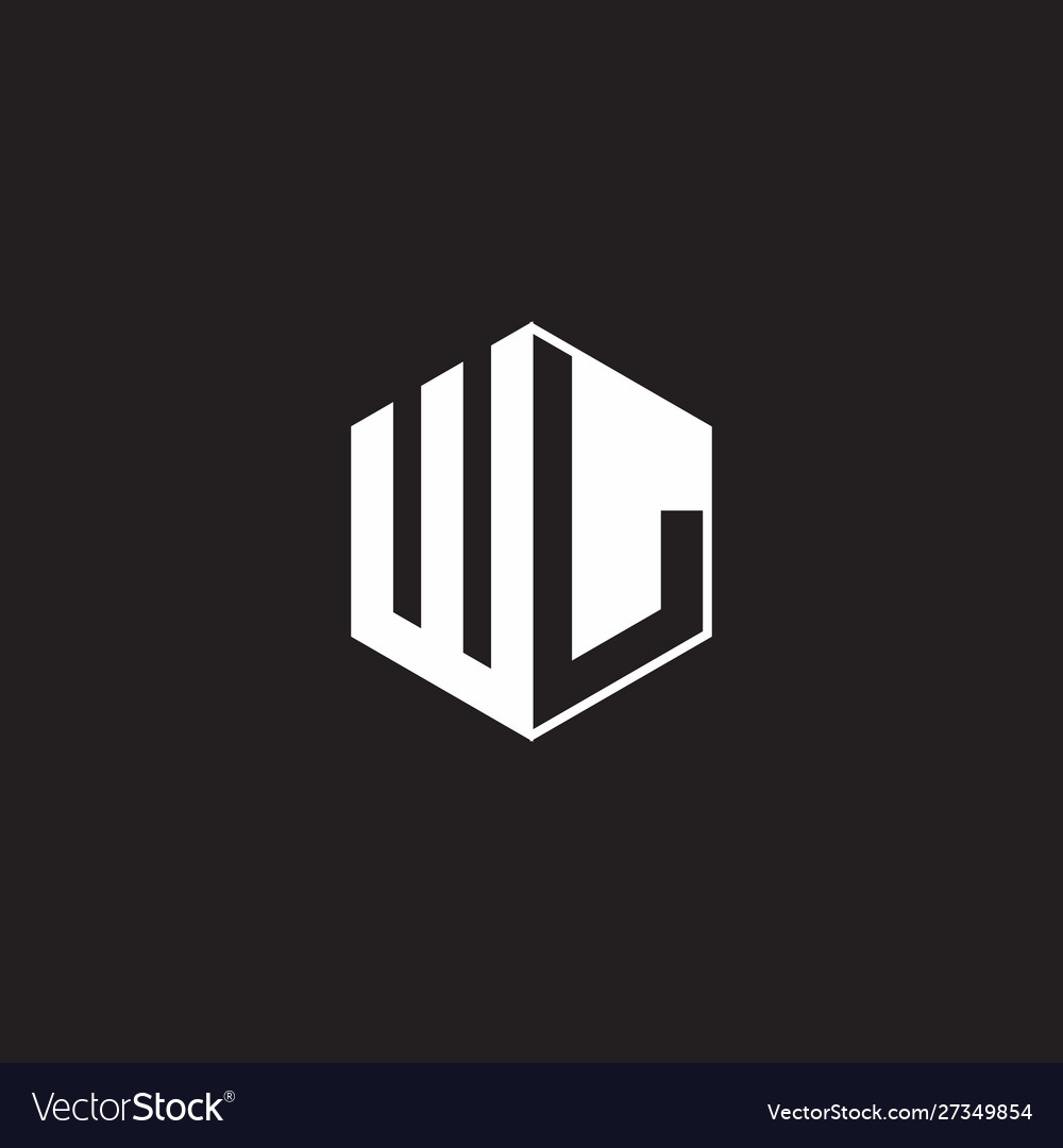 Wl logo monogram hexagon with black background Vector Image