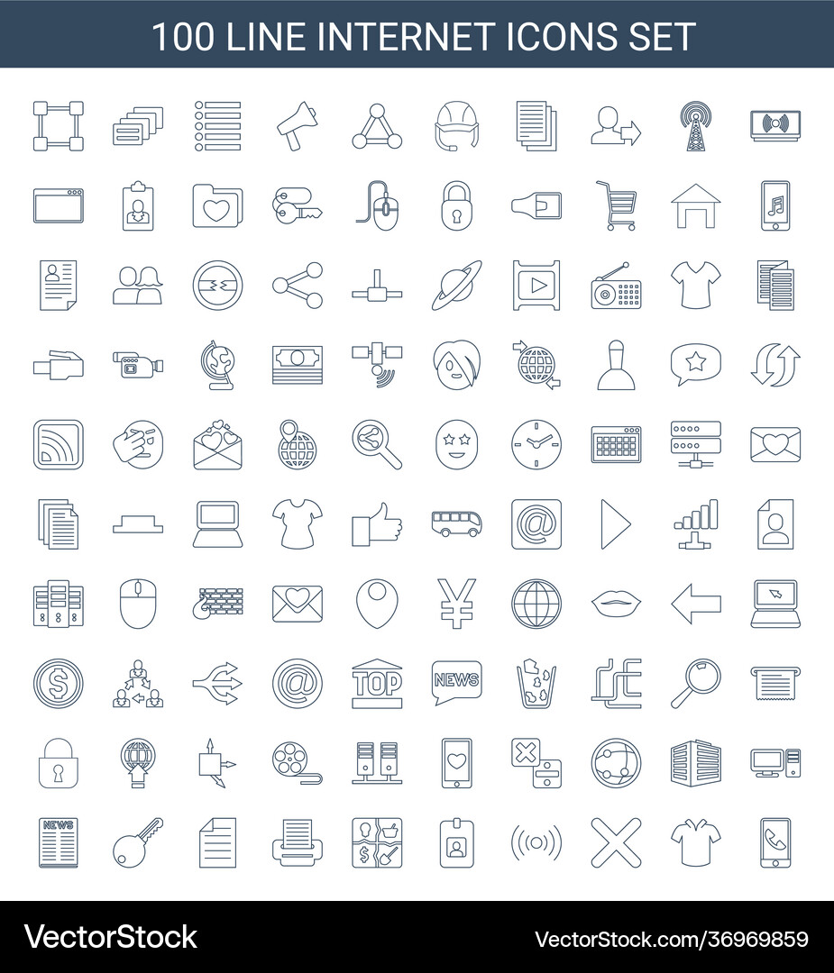 100 internet icons Royalty Free Vector Image - VectorStock