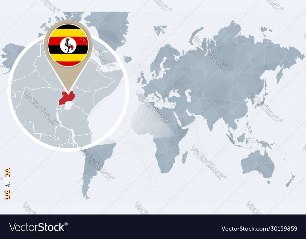 Abstract Blue World Map With Magnified Uganda Vector Image Abstract Blue World Map With Magnified Uganda Vector 30159859