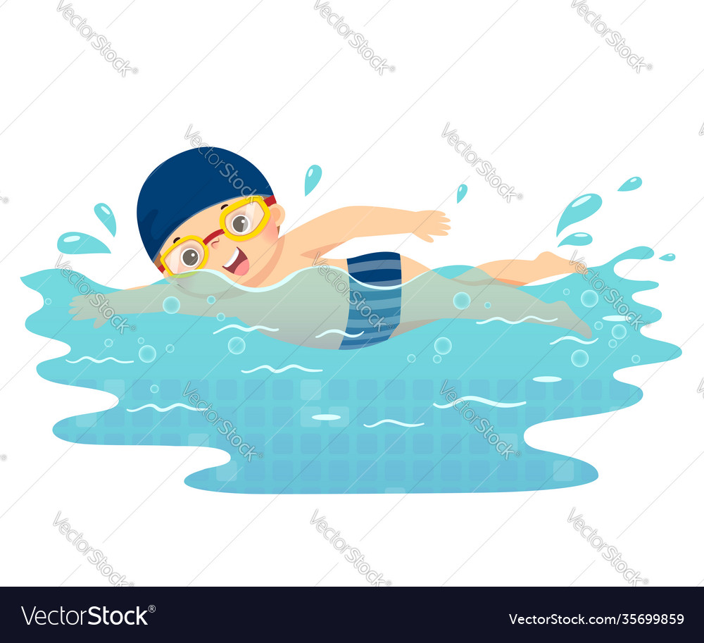 Boy swimming in pool Royalty Free Vector Image